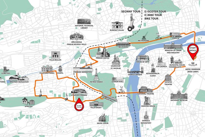 Prague Segway & E-Scooter Grand City Tour - Petřín Gardens, Lesser Town, and the Lennon Wall